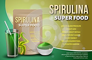 3D Bottle Spirulina Superfood Seaweed Powder Drink photo