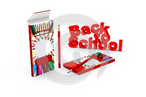 3D of a box of pencils on white background