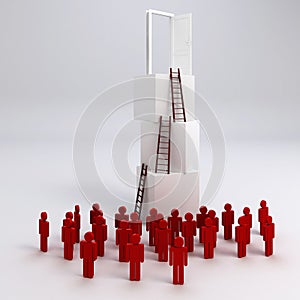 3d boxes with doors and ladders