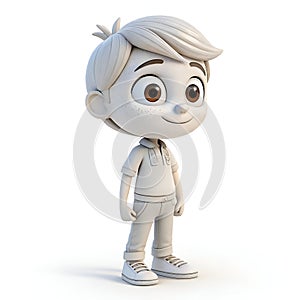 3D Boy Character Icon Render Isolated on White Background