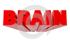 3D BRAIN word on white background 3d rendering