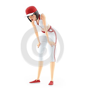 3d breathless baseball girl after running photo