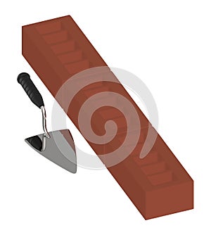 3d brick and a showel