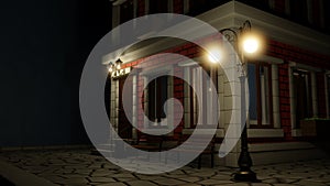 3d brick toy house with windows