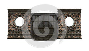 3d brick wall with round window