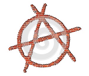 3D bricks anarchy, anarchy, anarchist symbol. photo