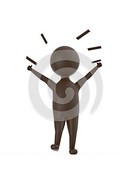 3d brown character showing happiness ,excitment , joy photo