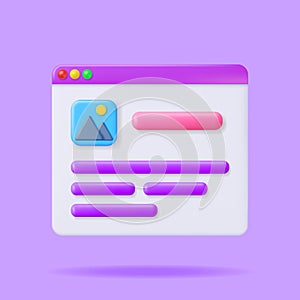 3D Browser Window with Web Page