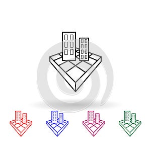 3d building multi color icon. Simple thin line, outline vector of navigation icons for ui and ux, website or mobile application