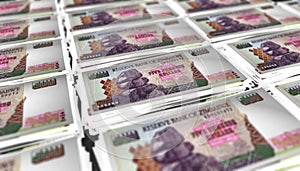 3D Bunch of 500 Zimbabwe Dollars Money Banknote