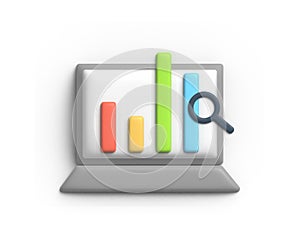 3D Business data analytics on the laptop screen