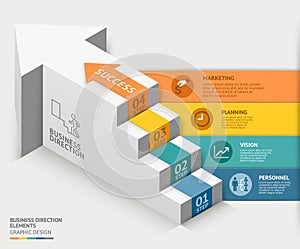 3d business staircase diagram template. Vector illustration.