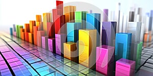 3D Business Strategy Concept Showcasing Upward Growth with Focus on Vision and Long-Term Success photo
