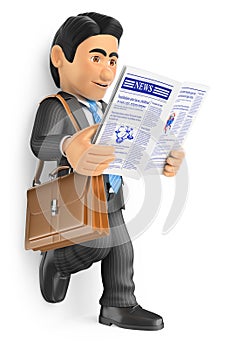 3D Businessman reading the latest news in the newspaper