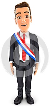3d businessman wearing french mayoral sash photo