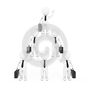 3d Businessmans Team Character Pyramid Shows Hierarchy And Teamwork. 3d Rendering