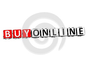 3D Buy Online Button Click Here Block Text