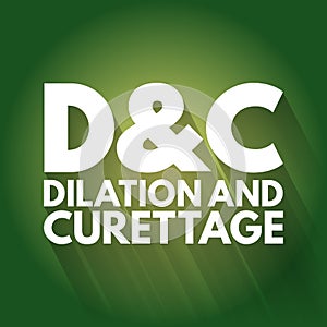 D and C - Dilation and Curettage acronym, concept background