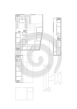 2D CAD drawing. Floor plan of the university building complex
