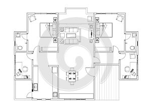 2D CAD house layout plan drawing with a double bedroom