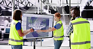 3D CAD Mechanical Parts Render On Computer