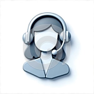 3D Call center operator icon isolated on a white background