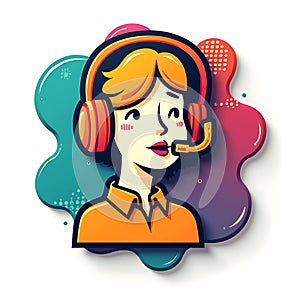 3D Call center operator icon isolated on a white background