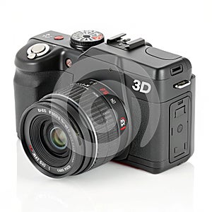 3D camera isolated on white background