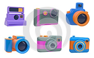3D camera. Photo gadget. Photography graphic picture. Image or photograph hobby. Lens flash and film. Professional photo