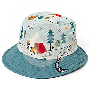 3D camping hat isolated on white background