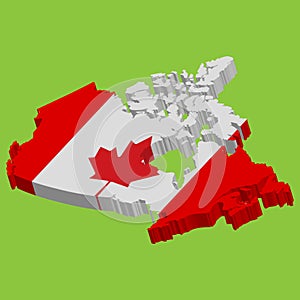 3D Canada map flag Vector illustration