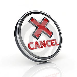 3D cancel icon isolated on white background