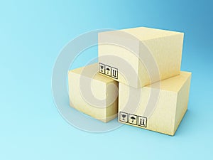 3D carboard boxes. Delivery concept.