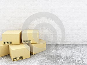 3D carboard boxes. Delivery concept.