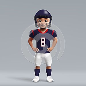 3d cartoon cute young american football player in Houston Texans photo