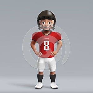 3d cartoon cute young american football player in Tampa Bay Bucc photo
