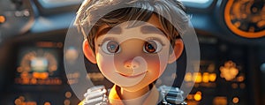 3D cartoon pilot ready for takeoff, composed