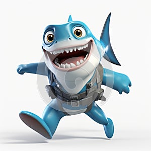 Comical Shark Animated Character Playful Hero In Pixar Style photo