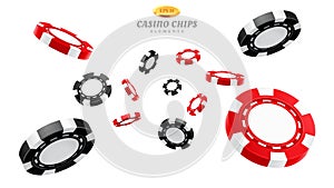 3d casino chips or flying realistic tokens