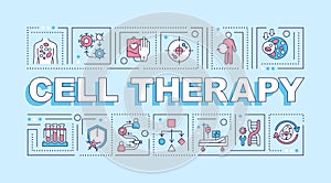 2D cell therapy text with creative thin line icons