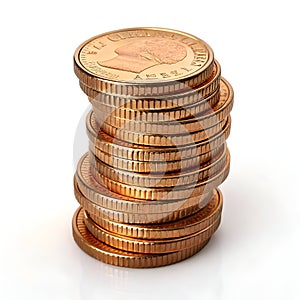 3D Cents Coins Icon Isolated on White Background