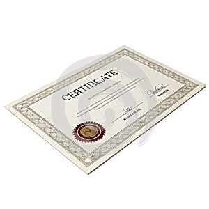 3D certificate isometric isolated on white background