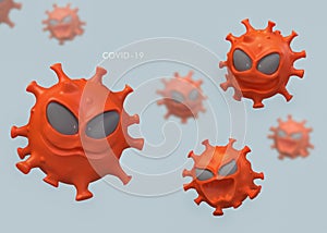 3D Character Coronavirus., Virus isolated on clear background. , danger symbol vector illustratio photo