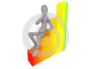 3d character doll with joints and concrete texture