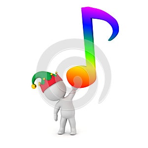 3D Character with Elf Hat and Musical Note