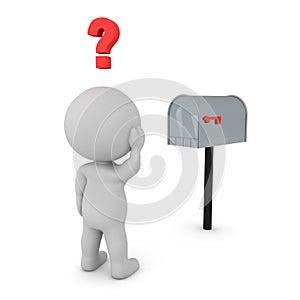 2155 3D Character looking confused at mailbox