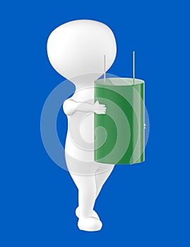 3d character , man and capacitor