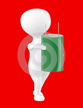 3d character , man and capacitor