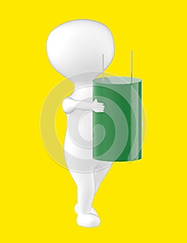 3d character , man and capacitor
