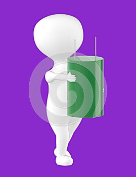 3d character , man and capacitor